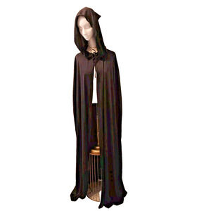 Unisex Black Long‎ Cloak Hooded Robe Knight Medieval Halloween Cosplay Costume